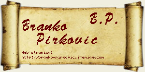 Branko Pirković vizit kartica